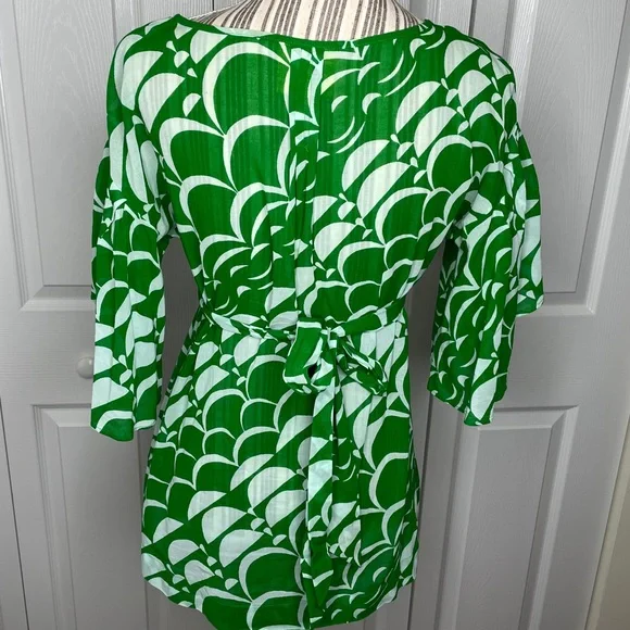 Anthropologie | Maeve green and white blouse - Picture 3 of 5